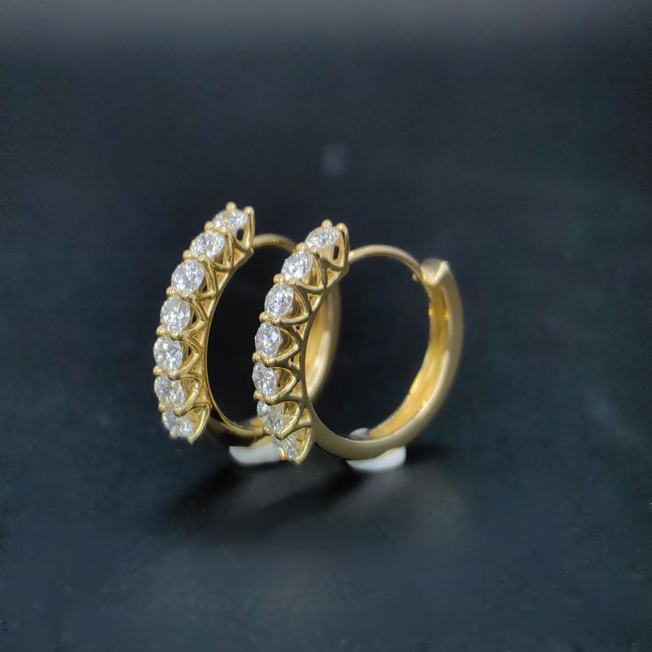 Medium Diamond Ear Huggies in Solid K Gold