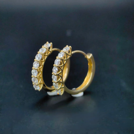 Medium Diamond Ear Huggies in Solid K Gold