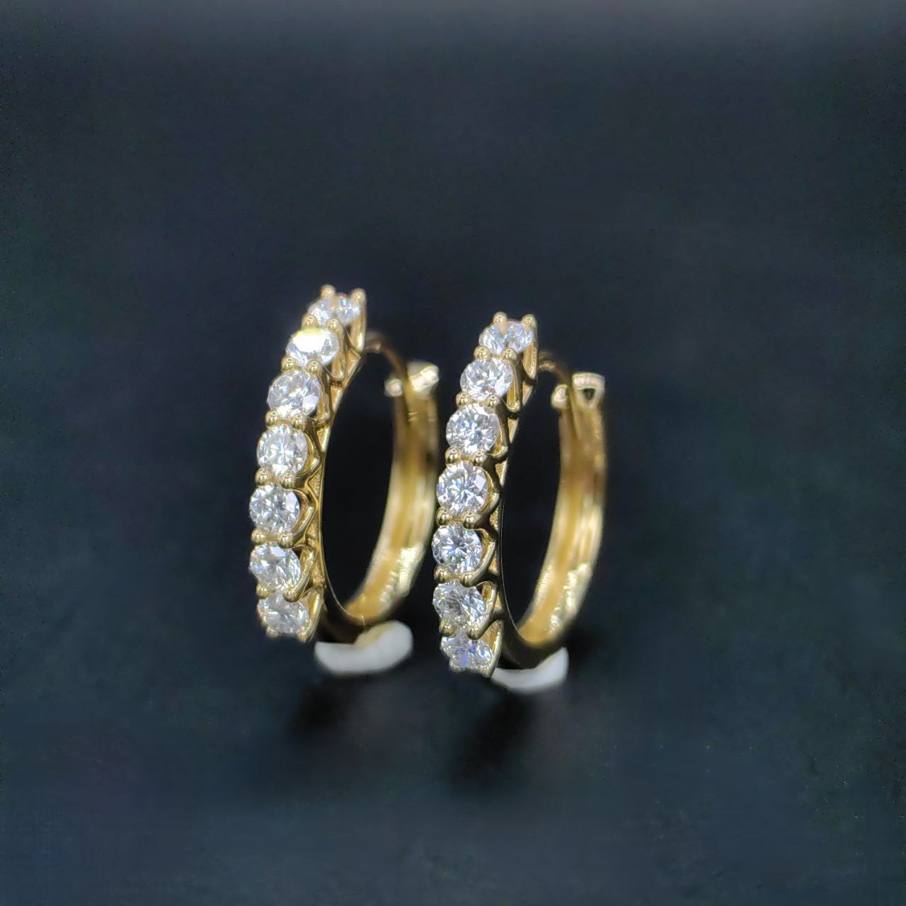 Medium Diamond Ear Huggies in Solid K Gold
