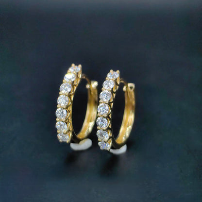 Medium Diamond Ear Huggies in Solid K Gold