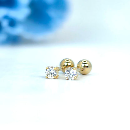 0.3ct Lab Grown Diamond Round Screwback Studs in 18K Solid Yellow Gold