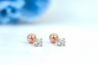 0.3ct Lab Grown Diamond Round Screwback Studs in 18K Solid Yellow Gold