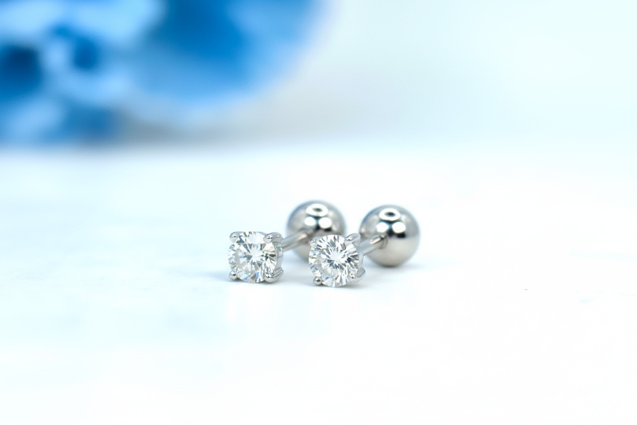 0.3ct Lab Grown Diamond Round Screwback Studs in 18K Solid Yellow Gold