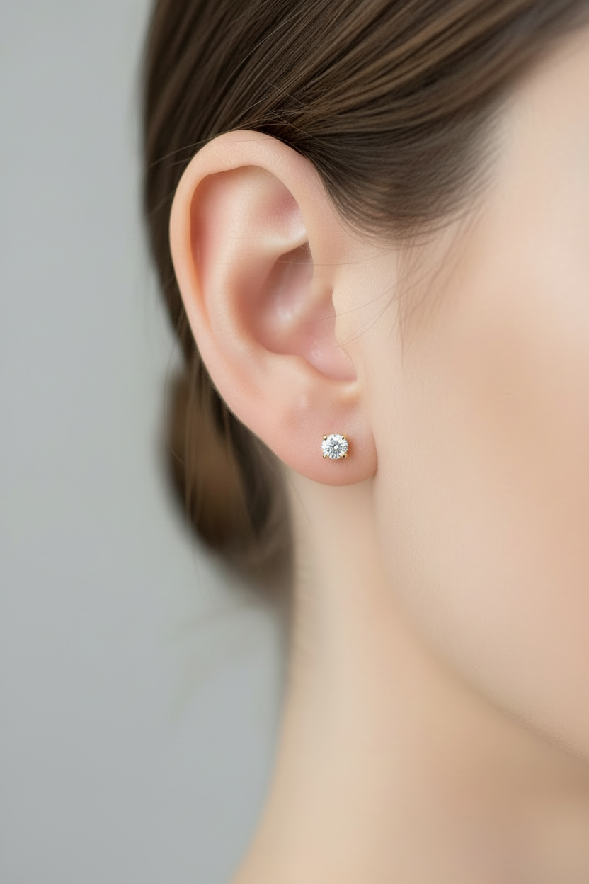 0.3ct Lab Grown Diamond Round Screwback Studs in 18K Solid Yellow Gold