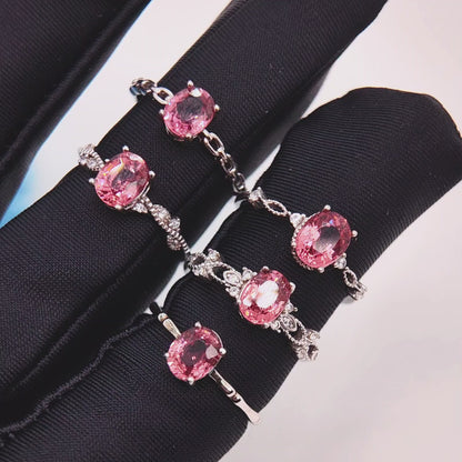 Natural Malaya Garnet Oval Shape Gemstone S925 Gold Vermeil Rings