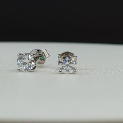 4mm (0.25ct) Lab Grown Diamond Simple 4 Prong 14K White Gold Ear Studs