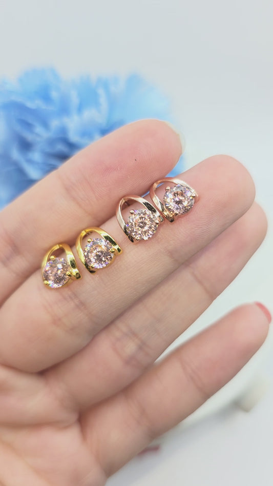 Peach Pink Infinity Cut Moissanite Studs