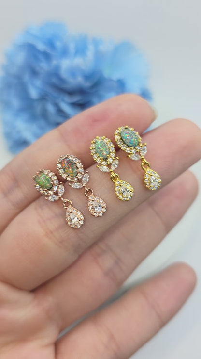 Australian Opal Dangle Earrings