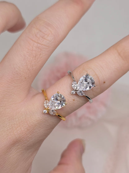 2 carat Teardrop Diamond Simulant Ring
