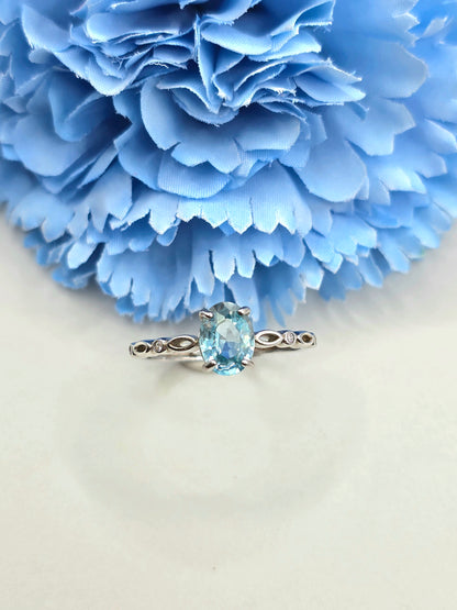 Natural Blue Zircon Ring