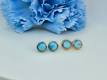 Larimar Bezel Studs