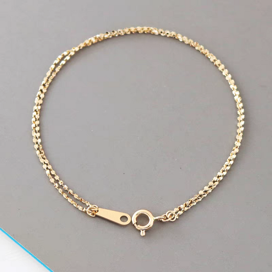 Dual Layer Braclet- 14K Solid Yellow Gold