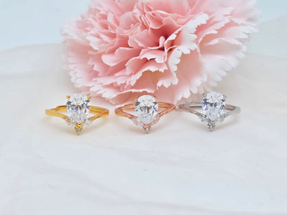 2 carat Teardrop Diamond Simulant Ring