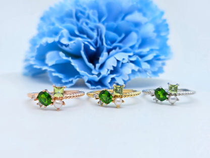 Cluster Gemstone Demi Fine Ring- Tess