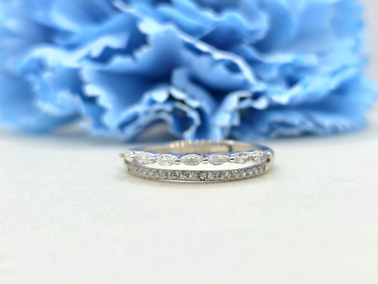 Marquise Dual Band Stacker Ring