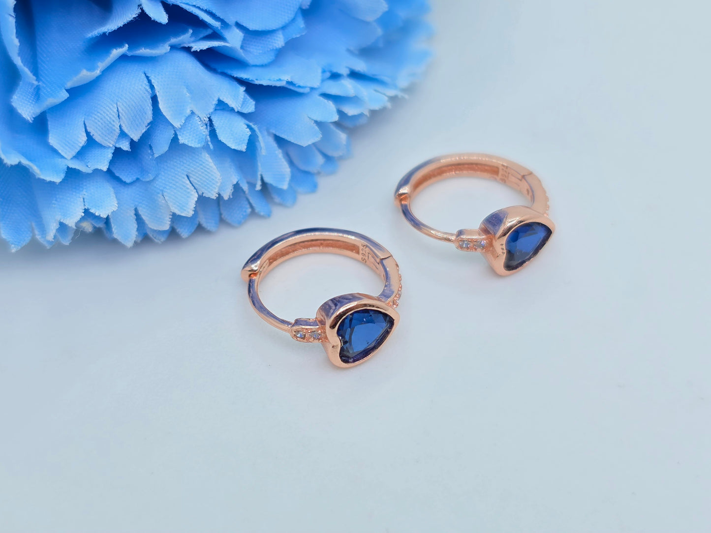 Heart Sapphire Huggies