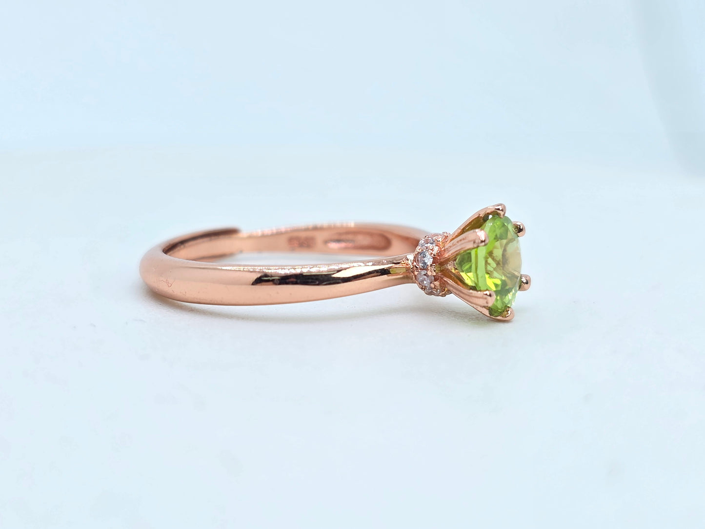 Natural Round 1 Carat Peridot S925 Demi Fine Ring