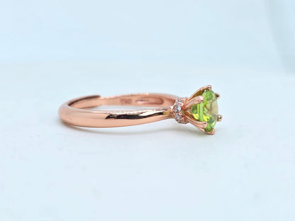 Natural Round 1 Carat Peridot S925 Demi Fine Ring