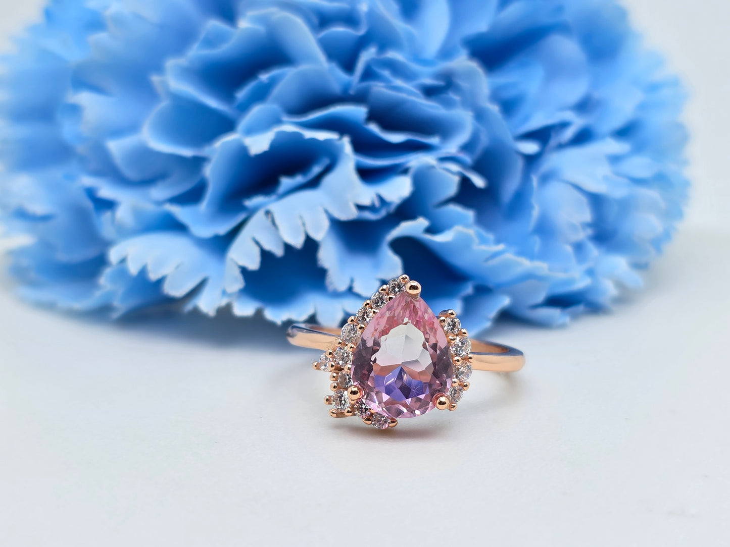 Pear Shape Chonky Lab Pink Sapphire Demi Fine Adjustable Ring