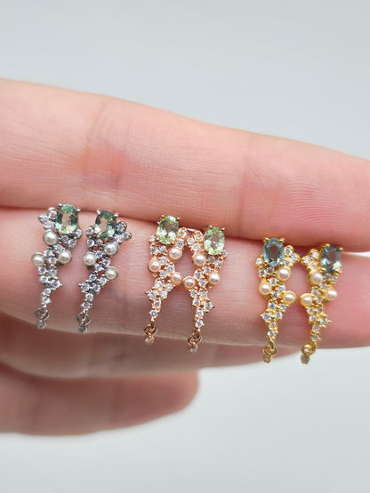 Mint Tourmaline Studs Dangle