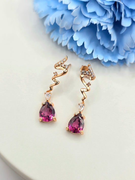 Rhodonite Garnet Dangle Studs