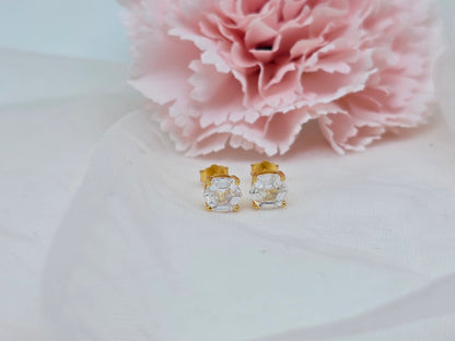Hexagonal White Topaz Stud