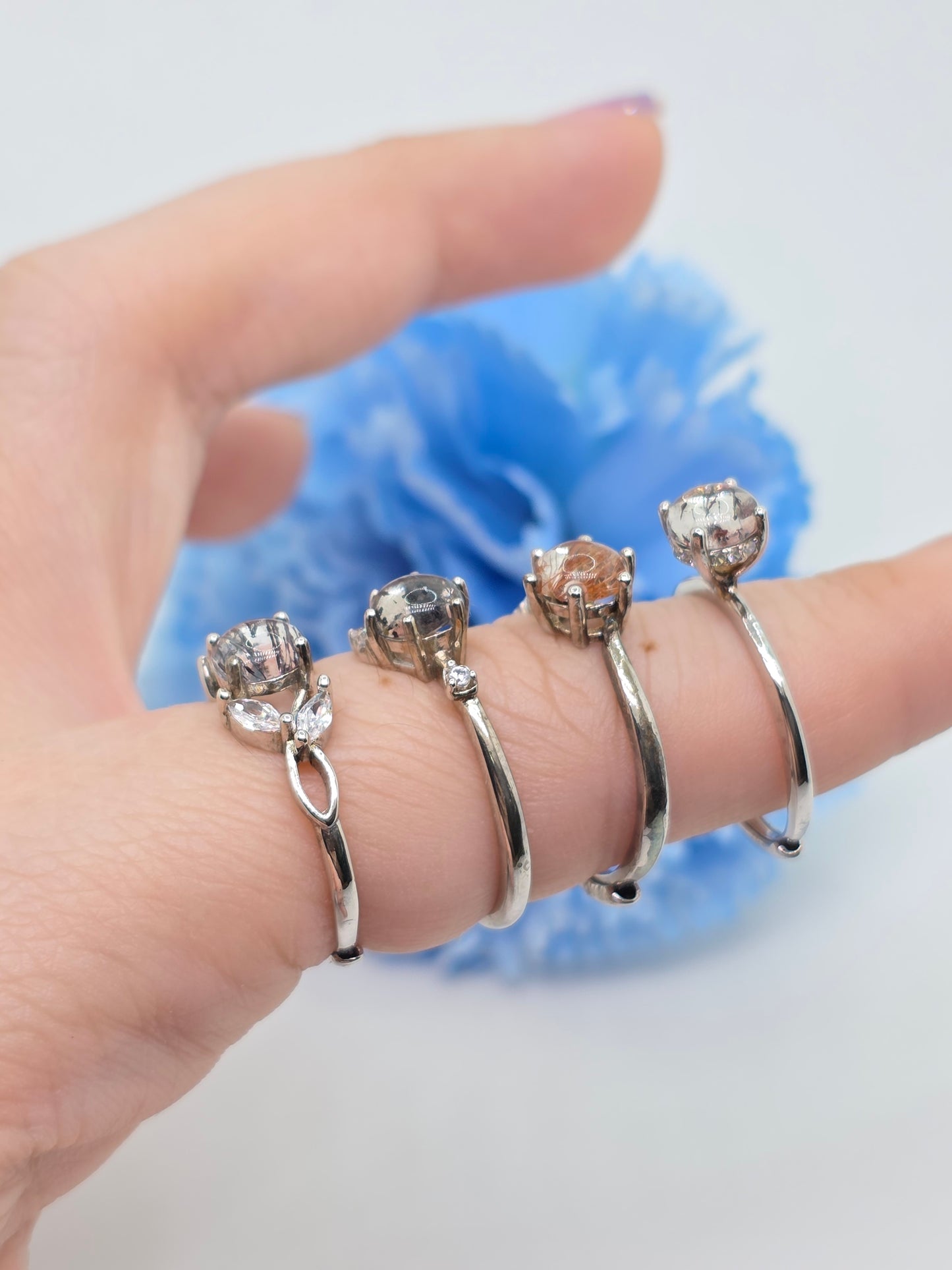 Super 7 Crystal Gold Plated on S925 Sterling Silver Ring