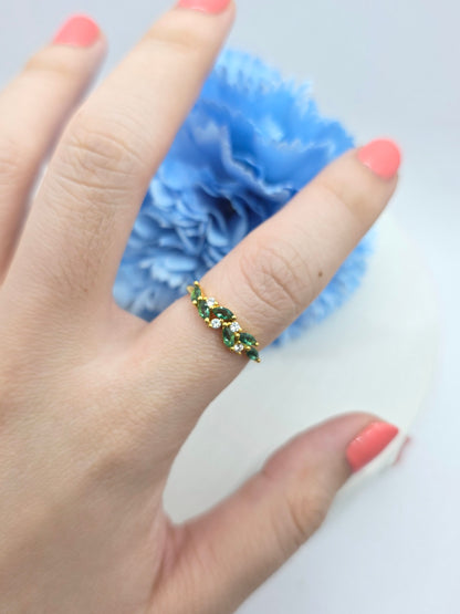 Lab Emerald Marquise Stacker Ring