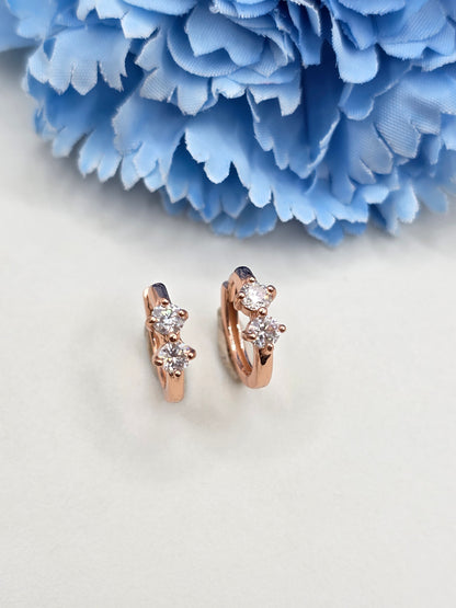 Duo Moissanite Huggies- Rose Gold S925