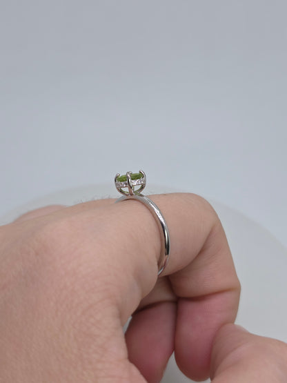 Natural one carat Peridot Hidden Halo S925 Ring