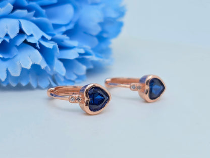 Heart Sapphire Huggies