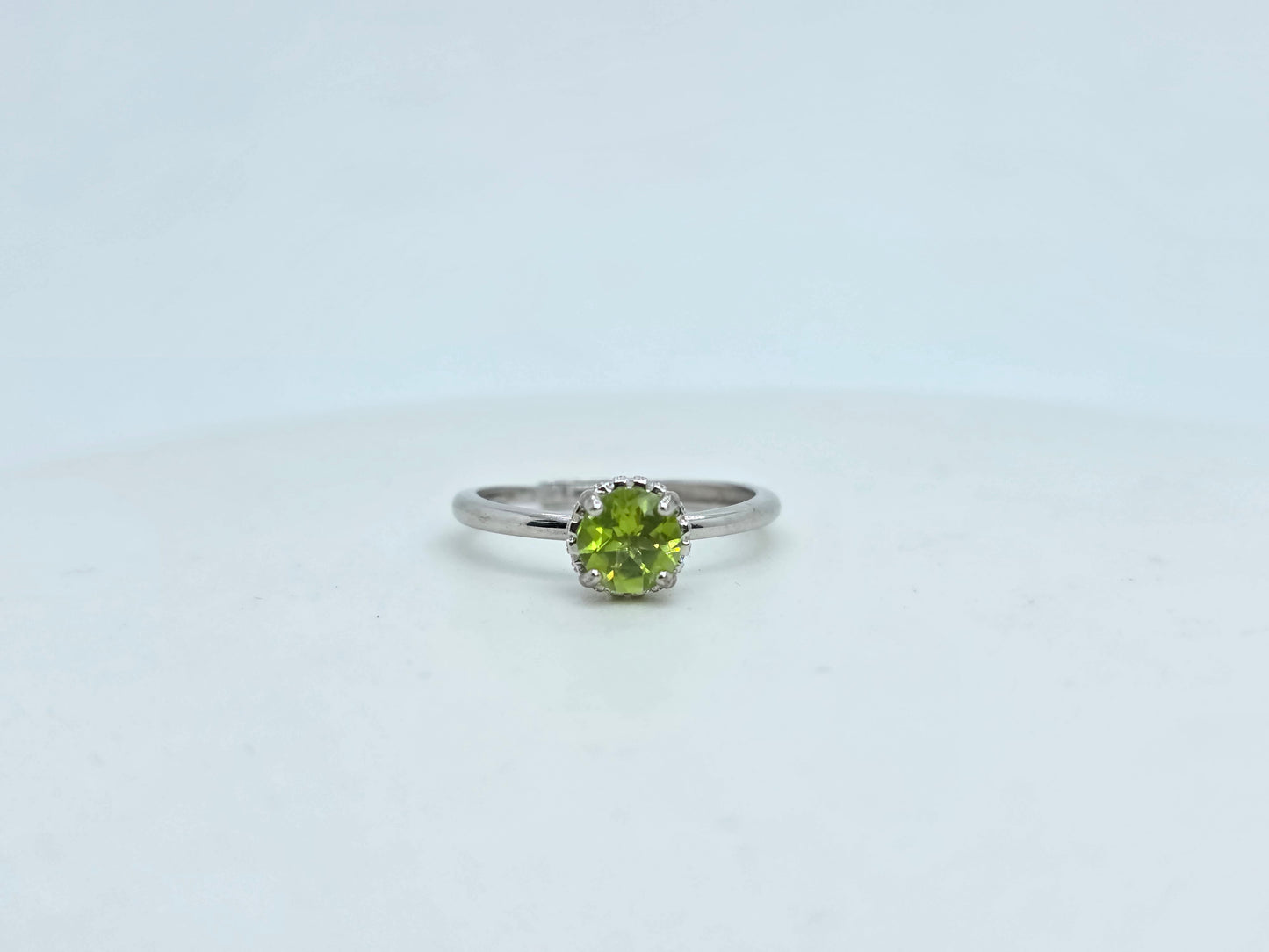 Natural one carat Peridot Hidden Halo S925 Ring