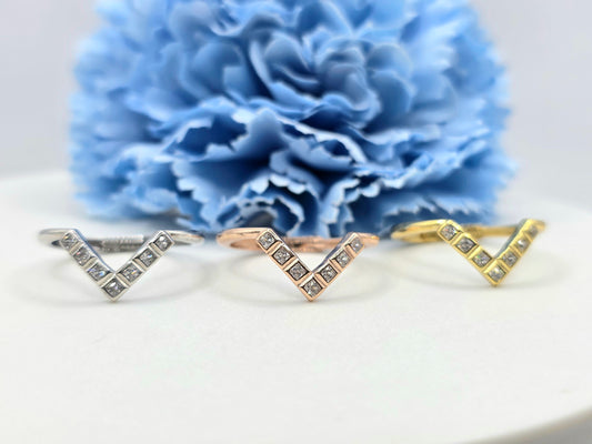V Stacker Ring- Princess bezel