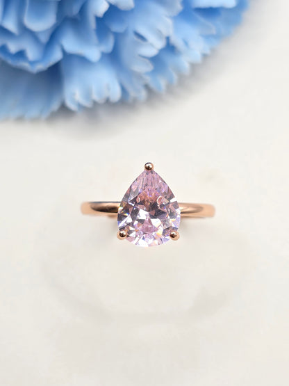 Teardrop 3 Carat Hidden Halo Ring
