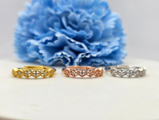Hexagonal Milgrain stacker Ring