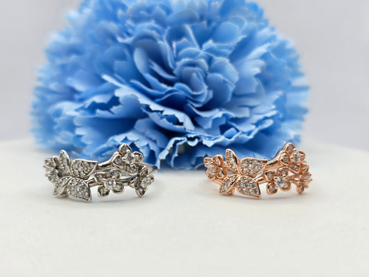 Floral Cluster Glam Stacker Ring