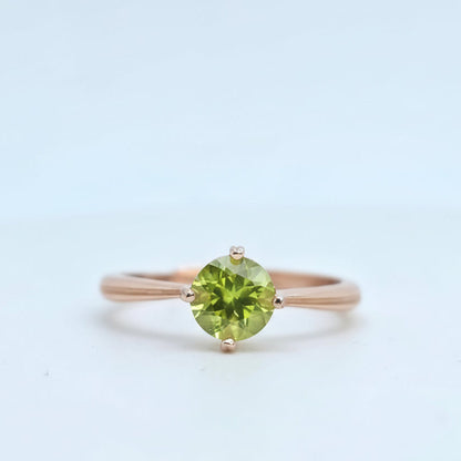 Natural Round 1 Carat Peridot S925 Demi Fine Ring