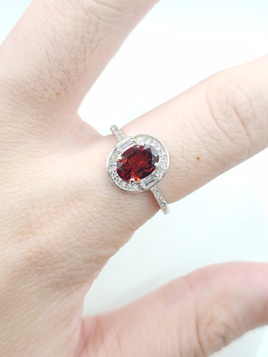 Red Garnet Ring Halo