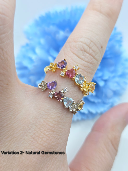 Floral Cluster Gem Ring