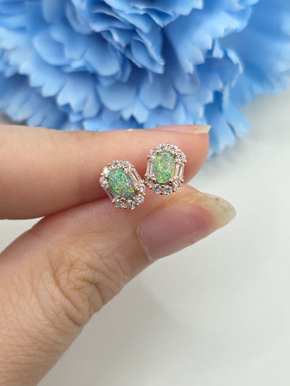 Halo Australian Opal Stud