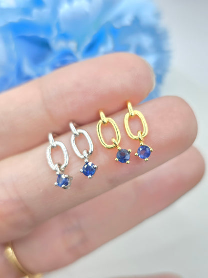 Sapphire Curb Earrings