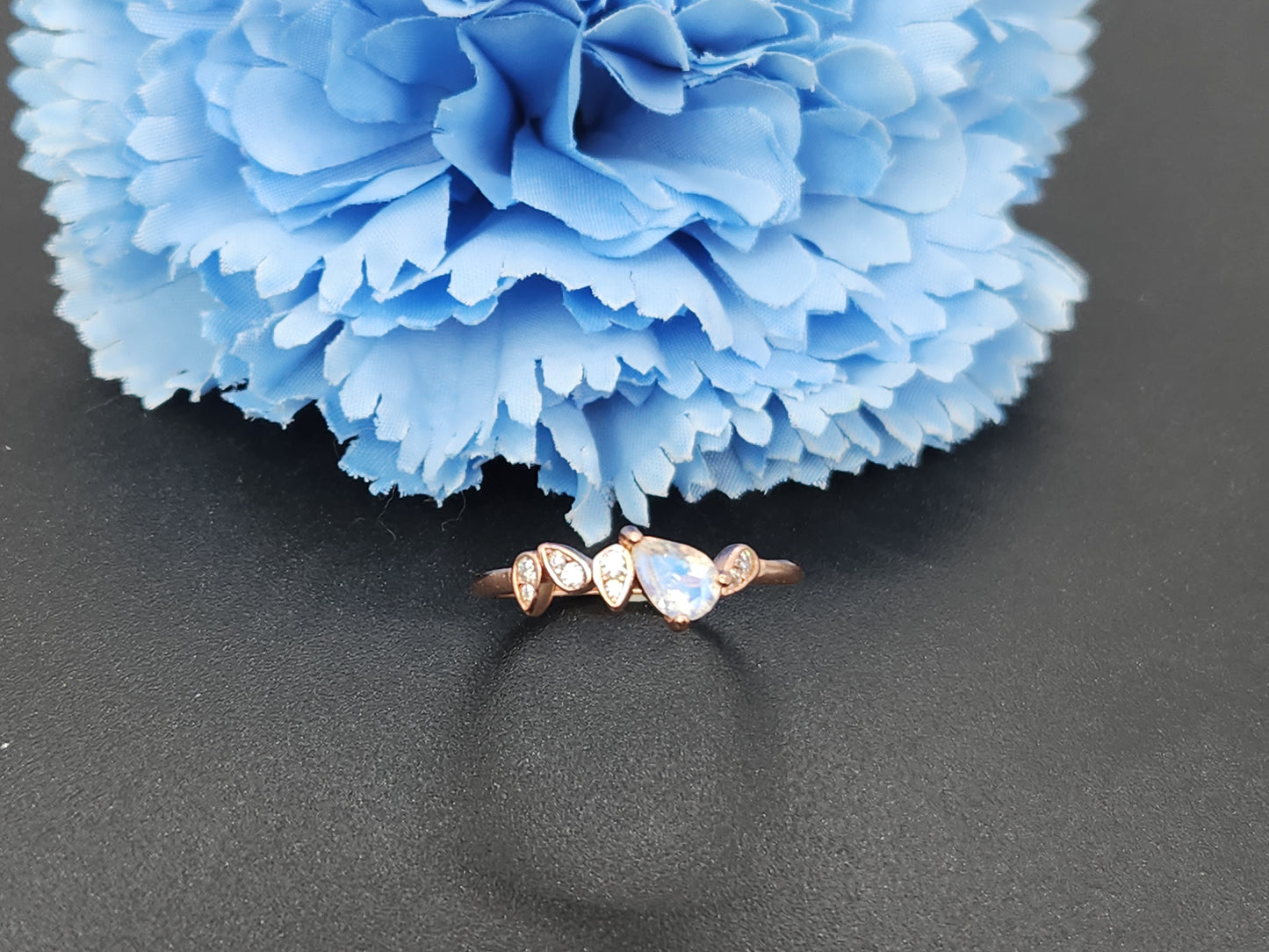 Teardrop Moonstone Ring- Rose Gold