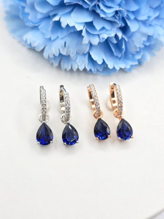 Labgrown Sapphire Teardrop Huggies
