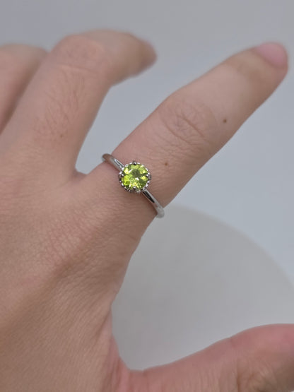 Natural one carat Peridot Hidden Halo S925 Ring