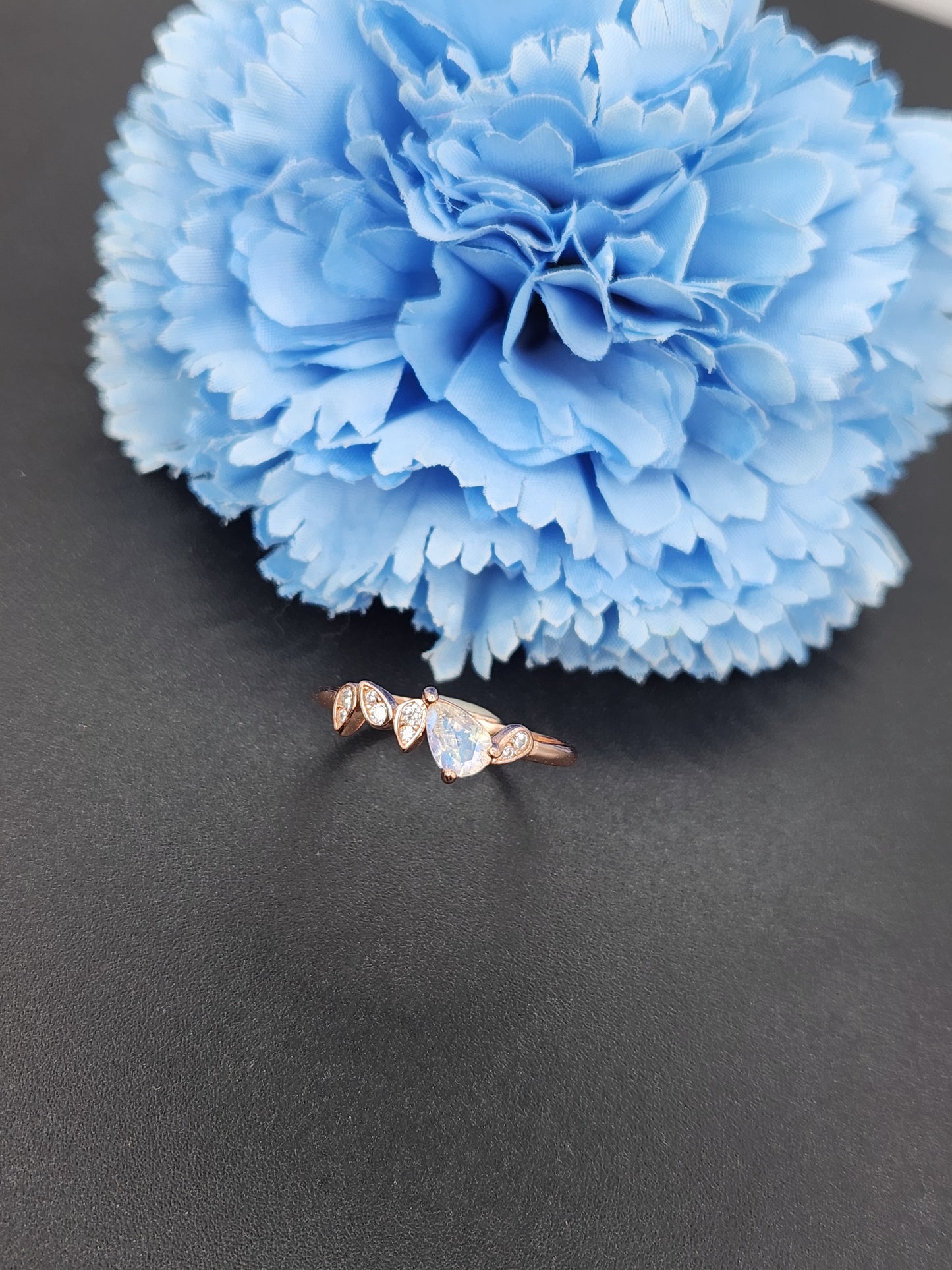 Teardrop Moonstone Ring- Rose Gold