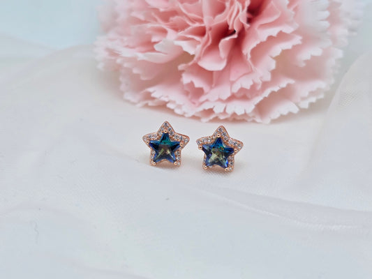 Star Halo Topaz Studs