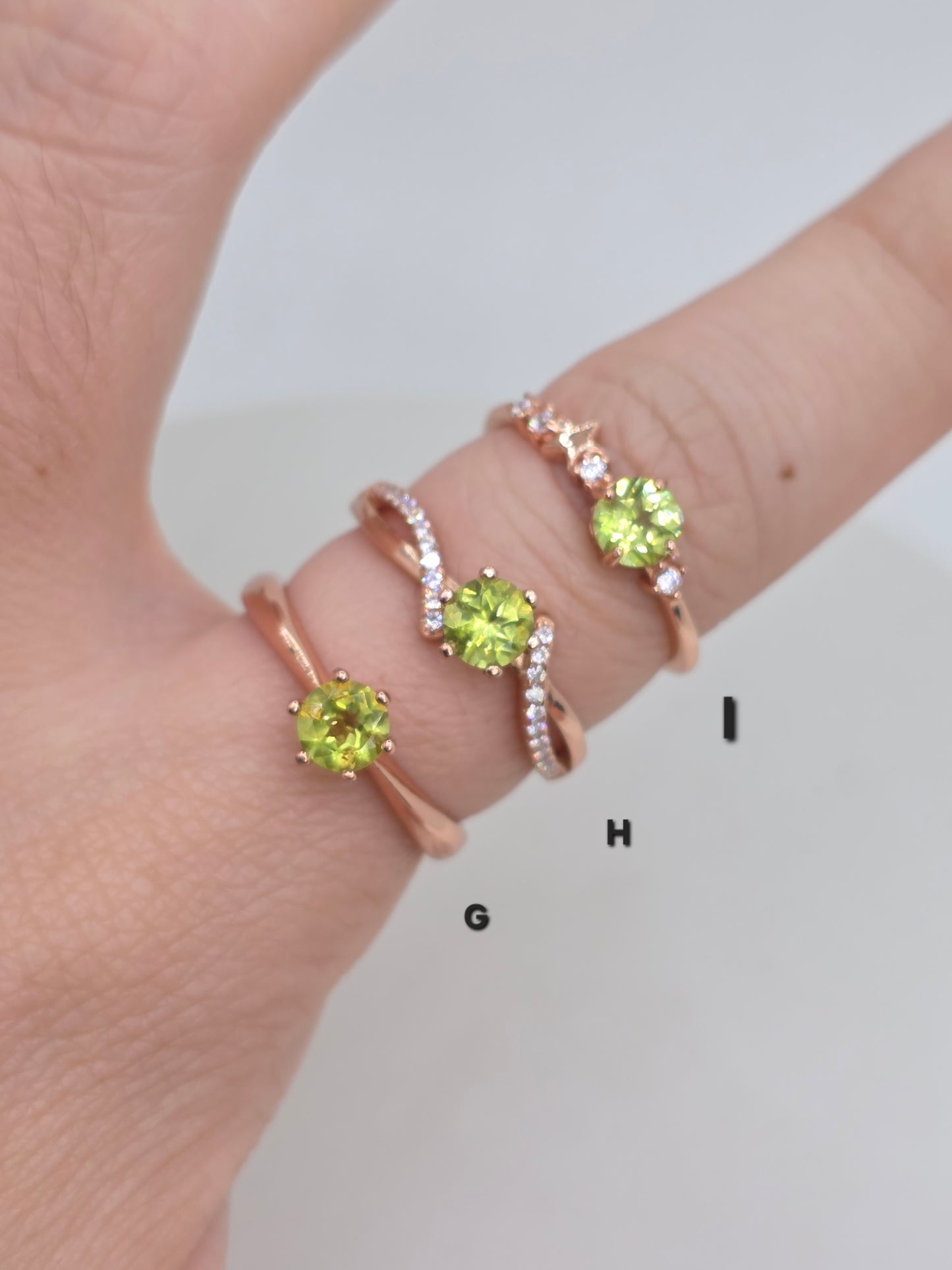 Natural 0.5 Carat Round Peridot Rose Gold S925 Demi Fine Ring