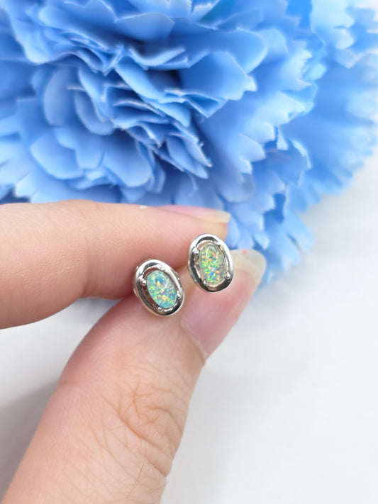 Bezel Prong Australian Opal Studs