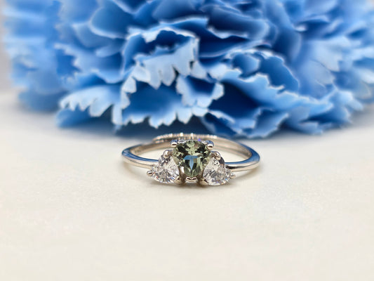 Trillion Cut Mint Tourmaline Ring