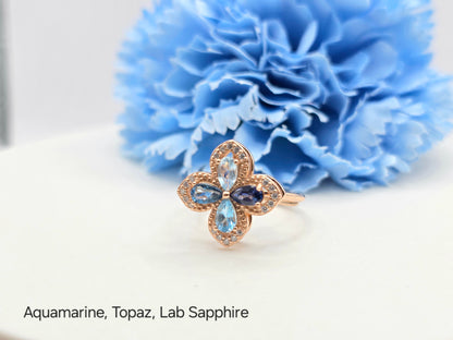 Floral Gemstone Spinning Ring